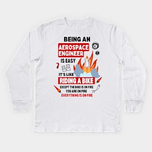 Funny Aerospace Engineer Jokes Aircraft Space Engineering Scientist Puns Funny Engineering Dad Kids Long Sleeve T-Shirt